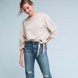 Anthropologie Postmark Striped Tie Front Sweater